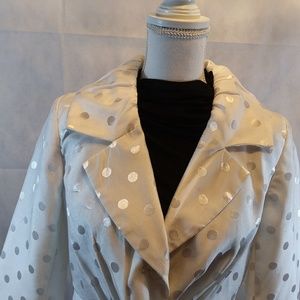 Isabella, white jacket, polka dots
